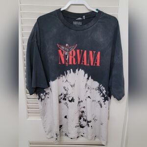 ASOS DESIGN unisex oversized license t-shirt with Nirvana print and bleaching